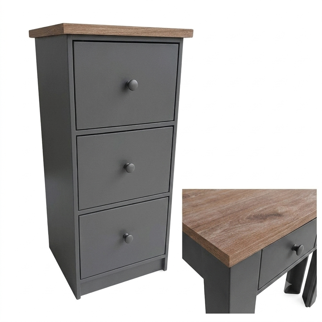 PRAGA CAJONERA X3 CAJONES GRIS NORDICO 30X30X60